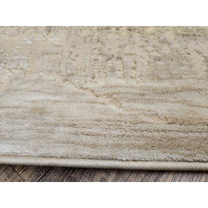  Tapis abstrait Davide 1229 - motif transitionnel moderne, texture douce haute-basse, Rond 5 pi 3 po
