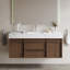 Comptoir de meuble-lavabo à simple cuve en pierre frittée 48 po x 19 po avec lavabo en céramique intégré, comptoir de salle de bain moderne pré-percé, lavabo en céramique encastré-132713008