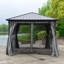 10 pi. L 10 pi. D Pavillon de jardin en aluminium et acier avec rideaux et moustiquaire
