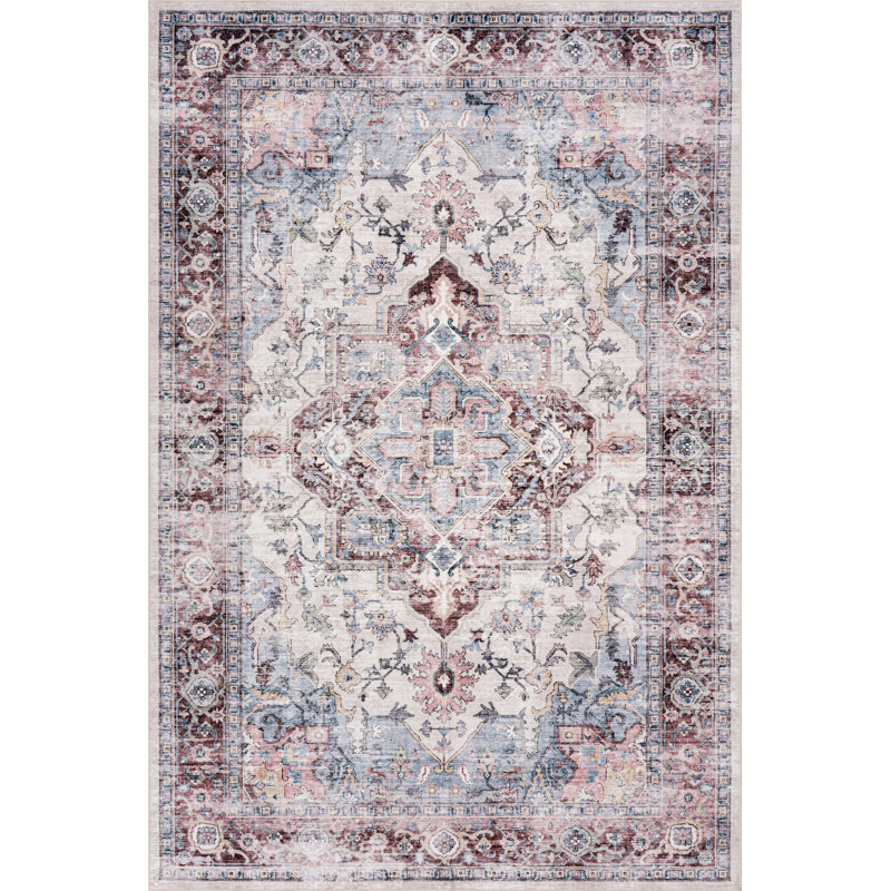  Esmira Medallion Washable Rug, Rectangle 6' x 9', Brown
