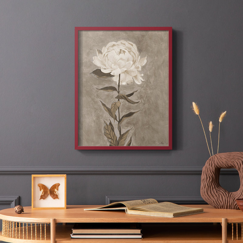 «Pretty as a pivony I», reproduction encadrée - bois massif, Rouge, H 10 po x l 8 po