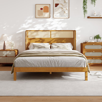 Rubber Wood Platform Bed Frame, Bed Frame