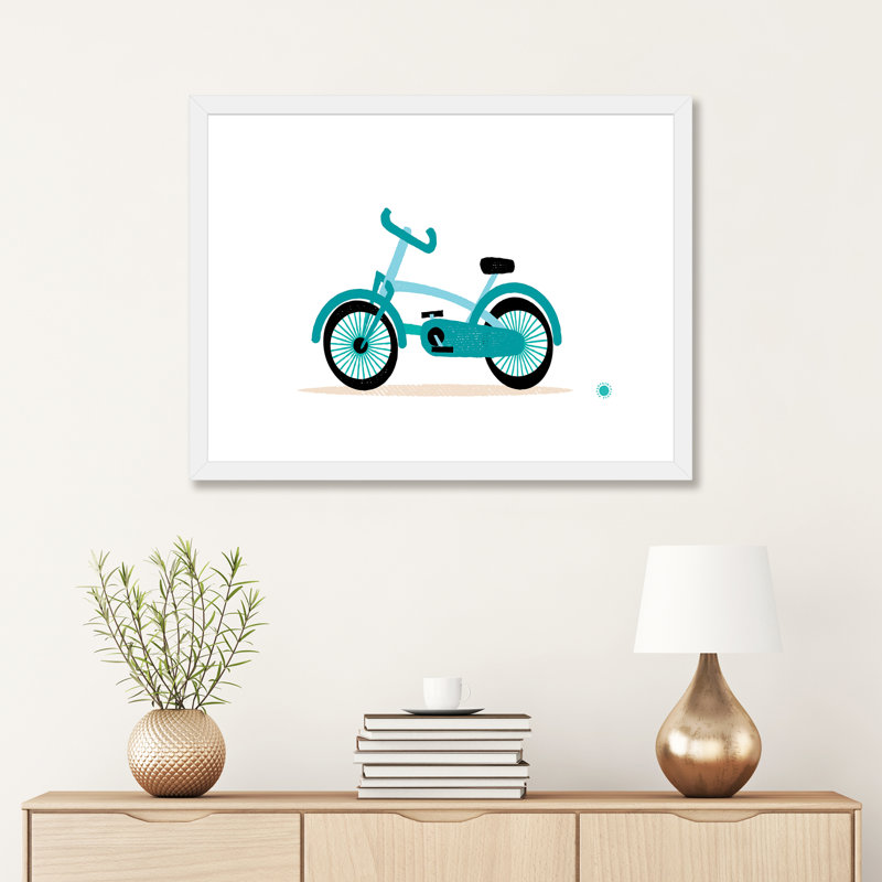 Vélo - imprimé, Blanc, H 24 po x l 32 po x P 1 po, Papier encadré blanc