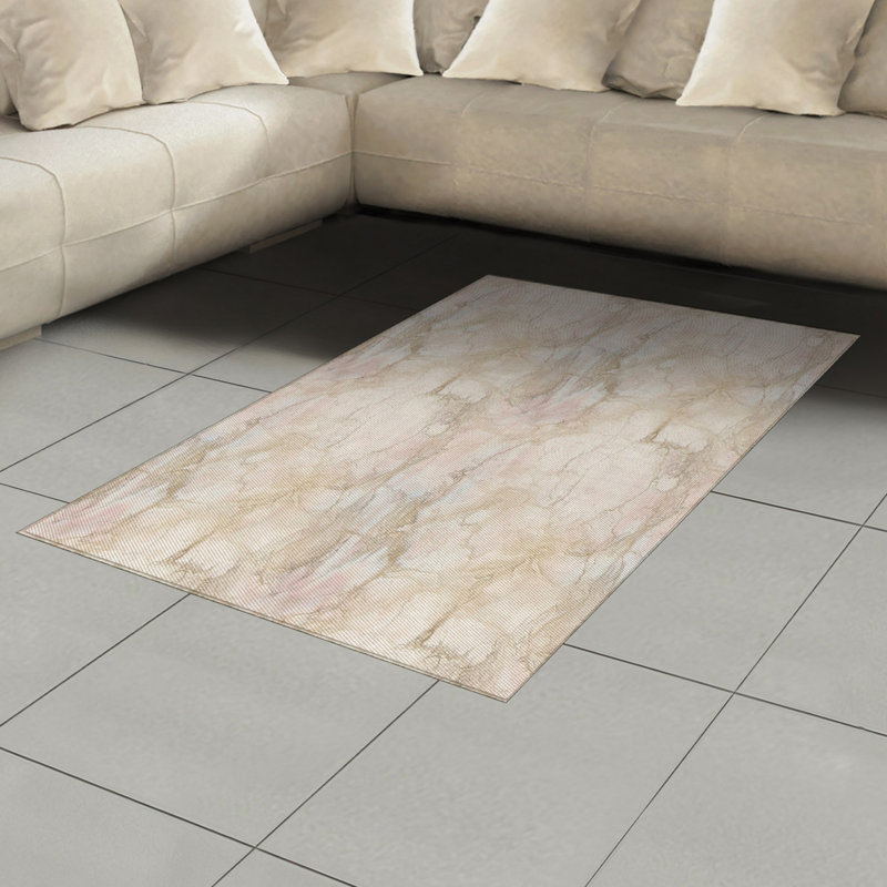 Tapis décoratif à longues fibres en polyester à haute densité de marbre, Rectangle— 4 pi x 5 pi 8 po