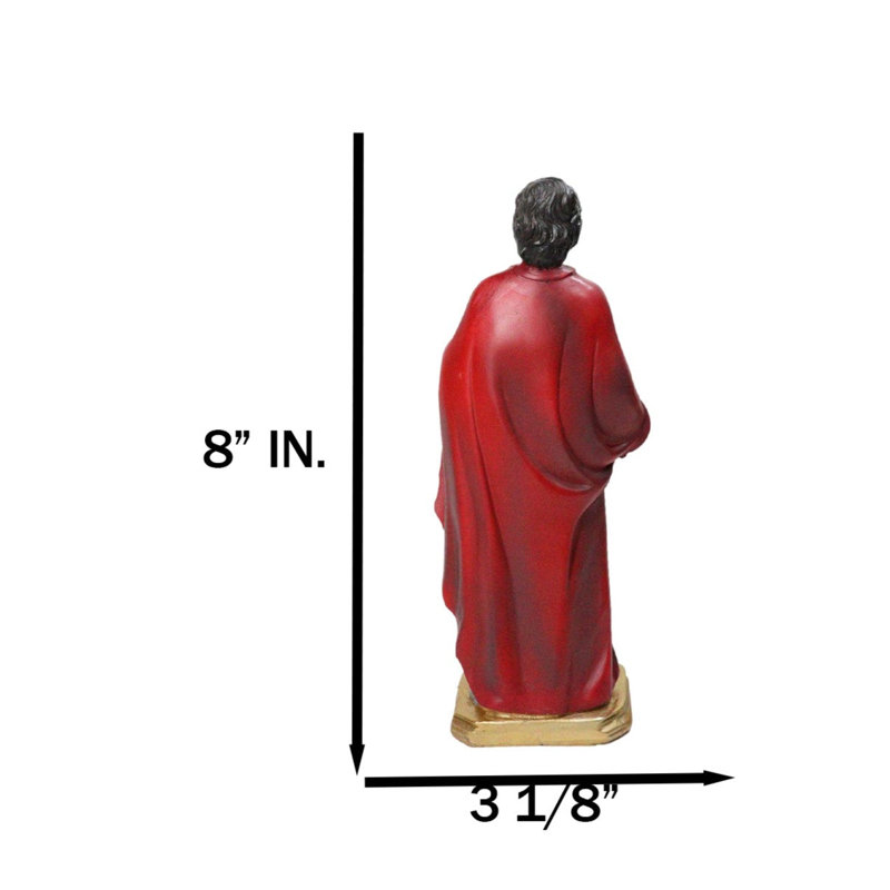 Figurine de saint Pierre, apôtre chrétien de Jésus, tenant la clé du ciel (8 pouces de haut).