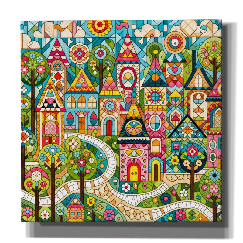  «Quilt Style Scene 3» par Rey Klimt, art mural sur toile, H 18 po x l 18 po