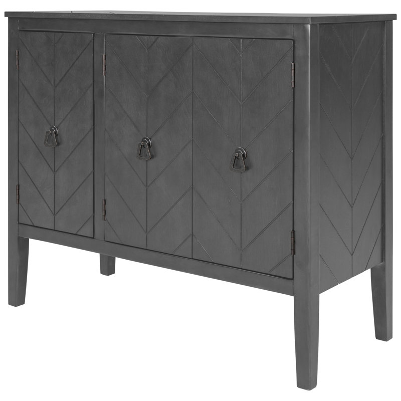 Buffet de rangement réglable avec 3 poignées rétro en métal et 4 pieds en pin, pour le hall d'entrée, le salon, la salle d'étude et la salle à manger
