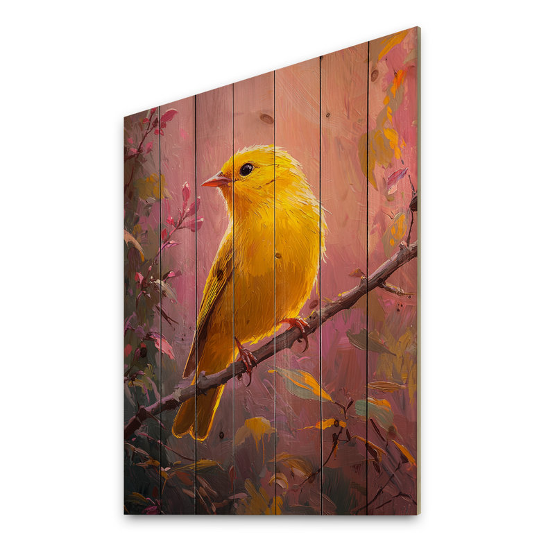 Songbird In The Forest Clearing - Décoration murale en bois d'oiseau - sur bois de pin naturel, H 32 po x l 24 po x P 0,78 po