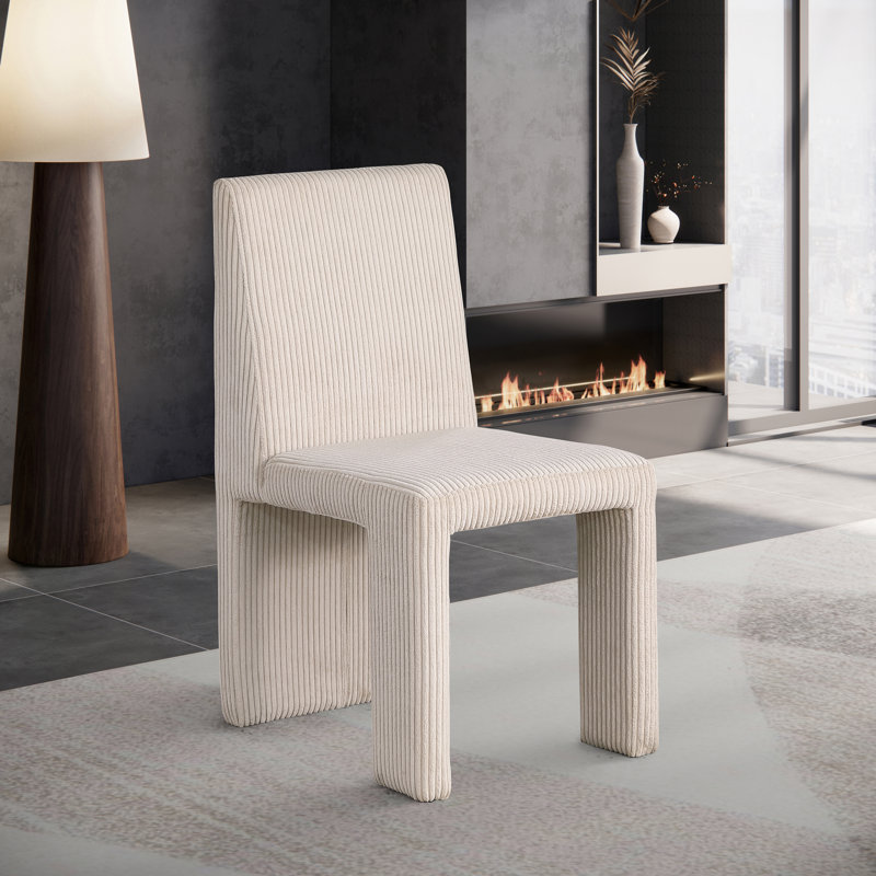 Chaise en velours côtelé Tavari, Beige