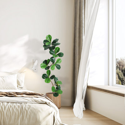 Figuier figuier artificiel avec jardinière blanche, plantes artificielles d'intérieur avec mousse, plante de plancher en caoutchouc
