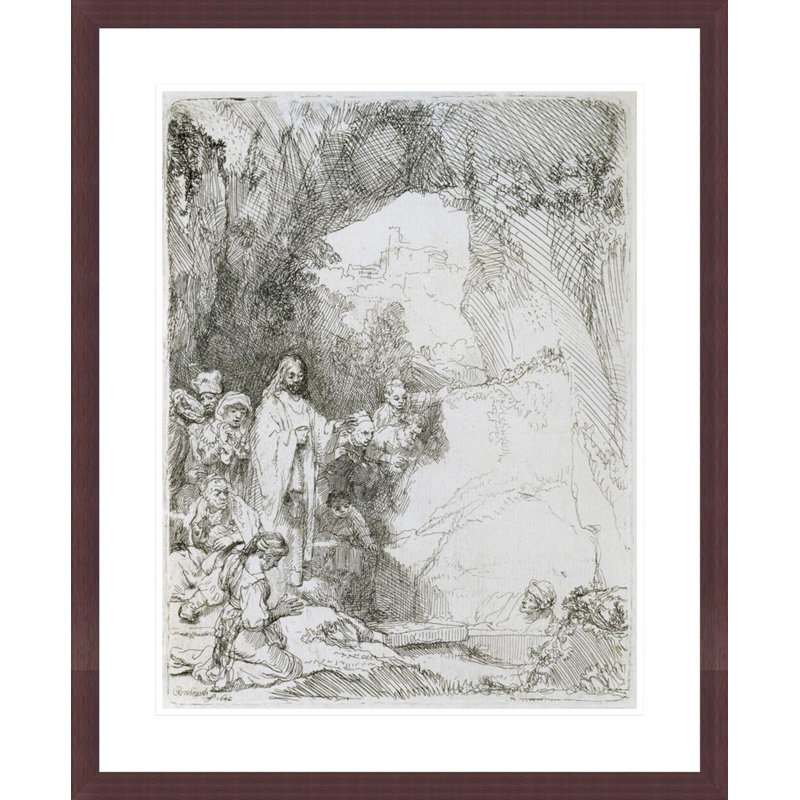 «The Raising of Lazare» par Rembrandt van Rijn - Estampe numérique encadrée, H 28,61 po x l 23,5 po