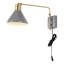 Applique murale portative de charge USB à 1 lumière en fer de style Mid-Century moderne 20,5 po Jahmell Max, noir / laiton doré-67637918