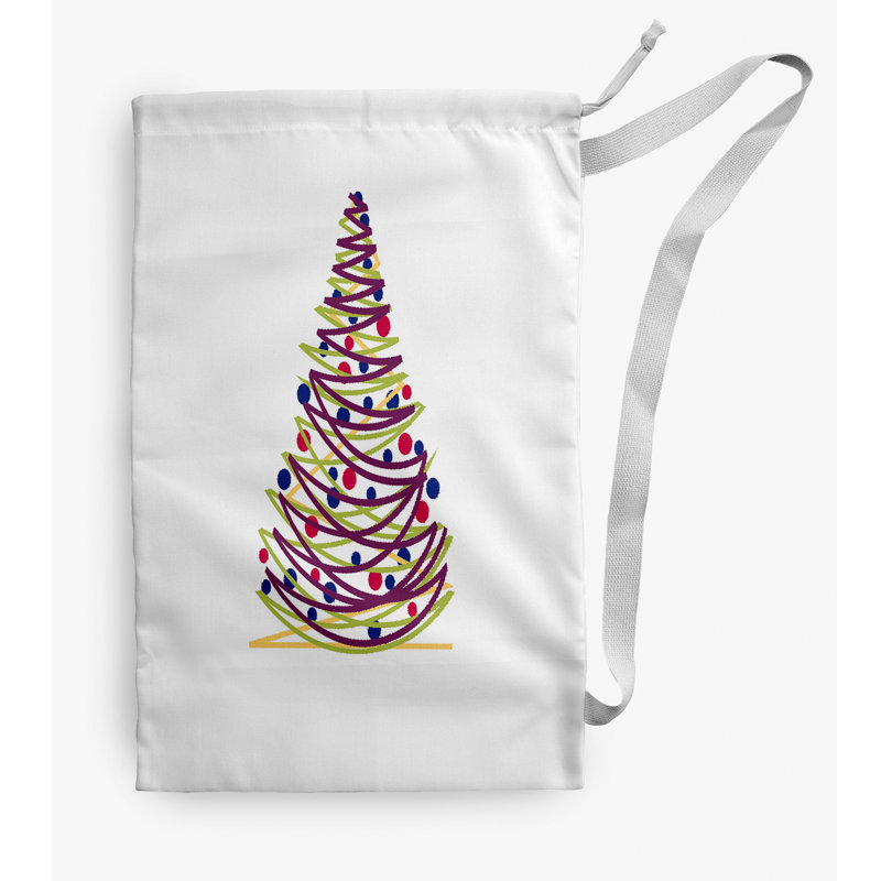 Sac à linge Oh Christmas Tree Christmas, Moyen (H 36 po x l 28 po), Blanc
