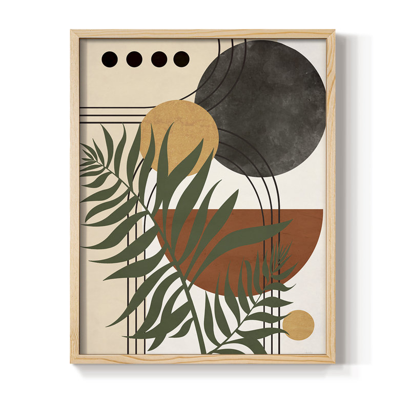 Contemporary Palm II Framed Print - Solid Wood, Natural, 15" H x 12" W