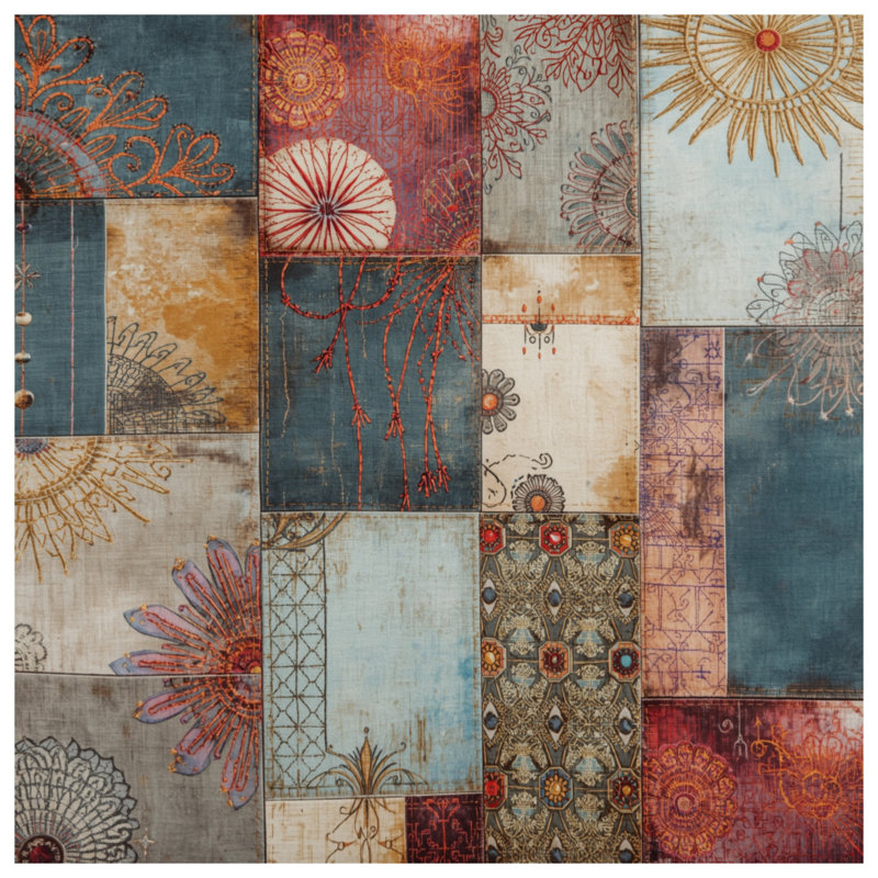 Housses de couette à motif patchwork complexe, Lit simple