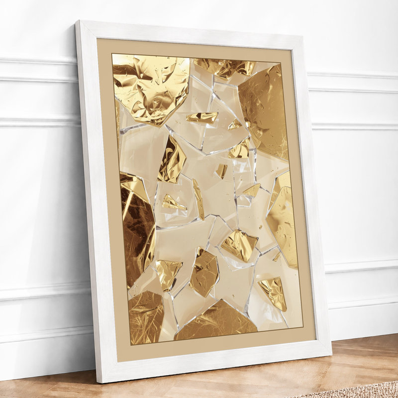 Scattered Fragments Abstract - Framed Print, A3 - 42.0 x 29.7 cm, White
