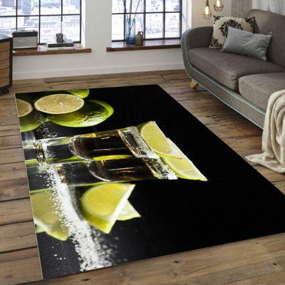Tapis abstrait à motif géométrique abstrait à motif géométrique non tissé aux couleurs vives pour une décoration intérieure contemporaine