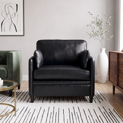 Fauteuil d'appoint 34,6 po carré moderne en simili polyuréthane, chaise d'appoint pour salon, bureau et chambre à coucher