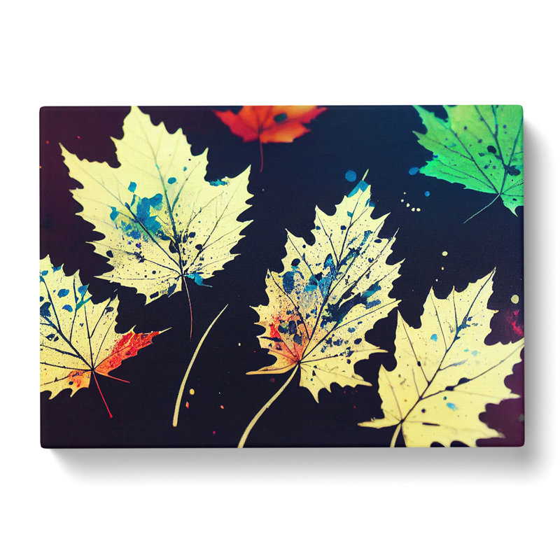 Paint Leaf Splash Vol.5 - Wrapped Canvas Painting, 35cm H x 50cm W x 3cm D