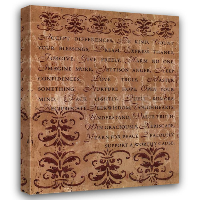 ABC's of Life, 36" H x 28" W, Dark Brown