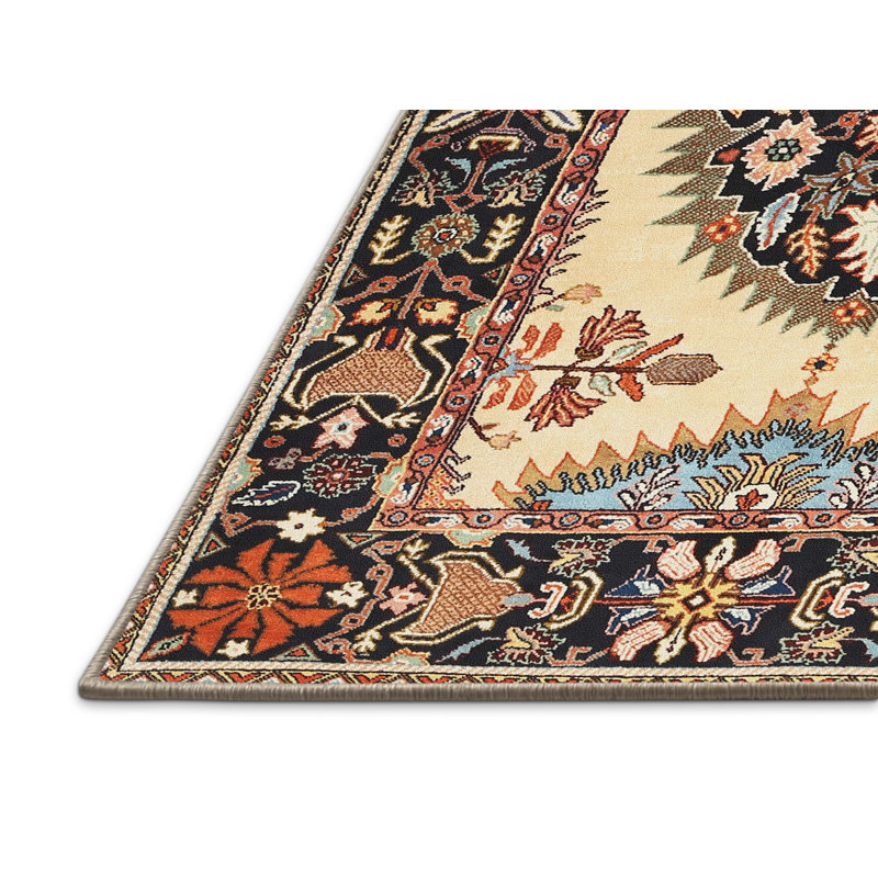 Tapis traditionnel mehroon/noir/bleu, Rectangle 2 pi x 3 pi