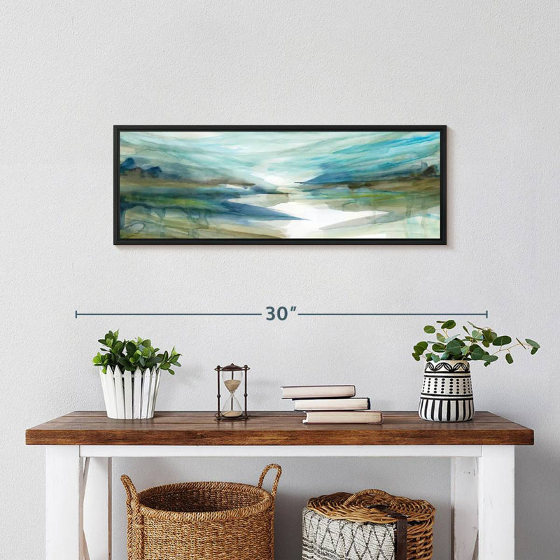 Spring Reflection II, 25" X 9", Floating Frame Black