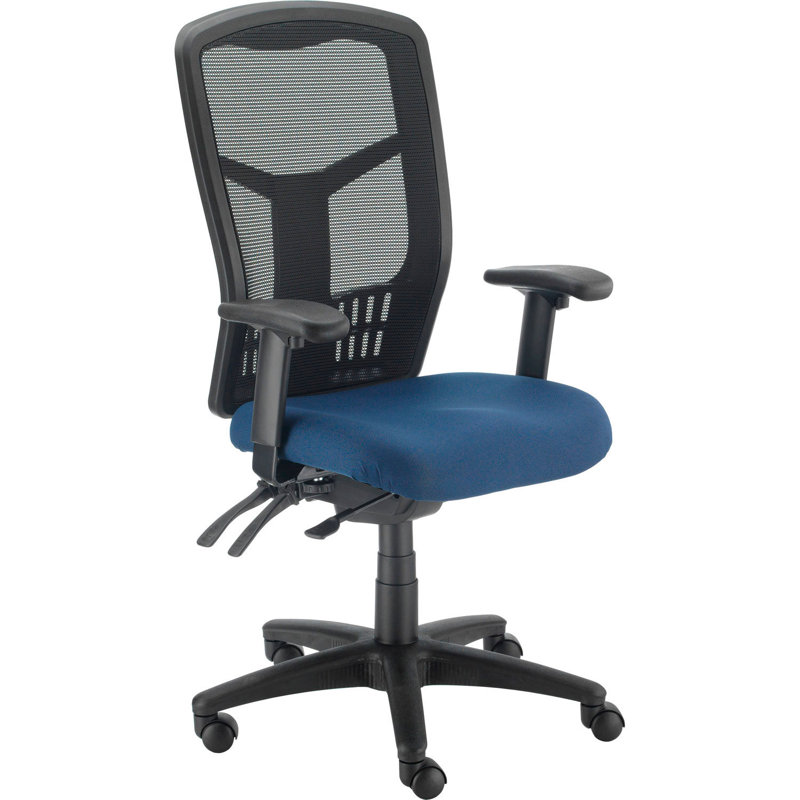 High Back Blue Mesh and Fabric Swivel Office Chair