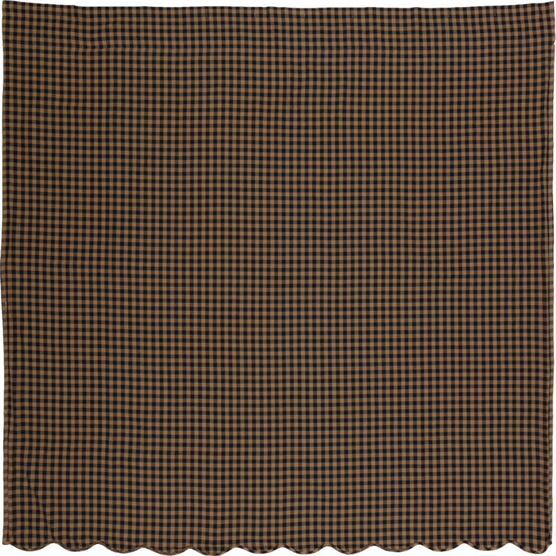 Cotton Checkered Single Shower Curtain, Raven Black/Khaki