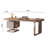 Italian Minimalist Light Walnut High-End Desk with Storage Cabinet, Modern Luxury Home Office Computer Desk, Designer Boss Workstation-1683330772