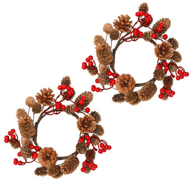 Berry & Pine Cone Candle Ring