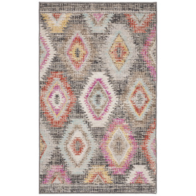 Leto Hooked Grey/Rose Indoor/Outdoor Rug