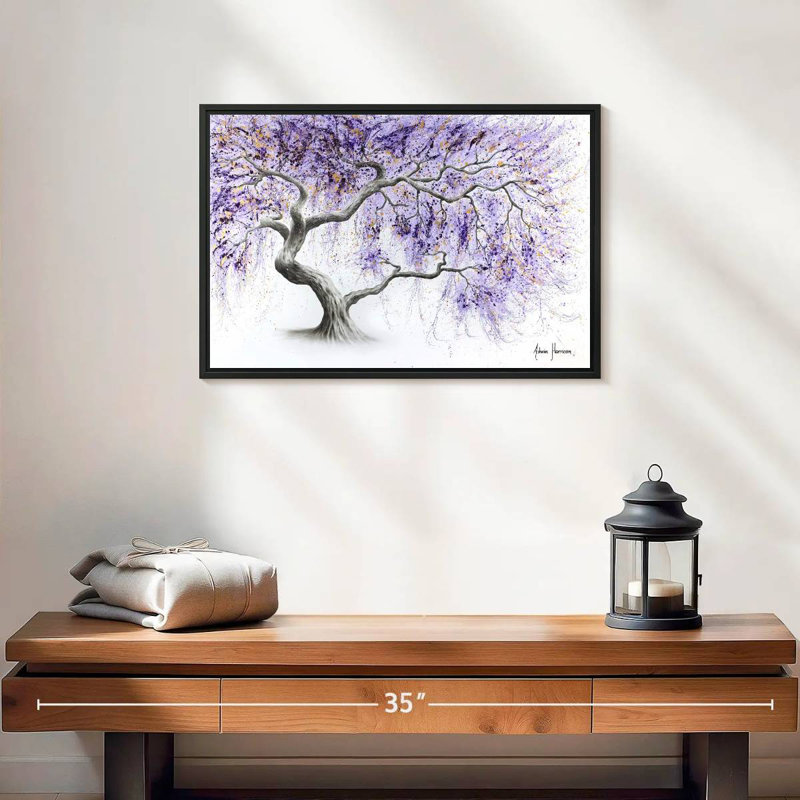 Arbre de prospérité mauve, 19 po x 13 po, Cadre flottant noir