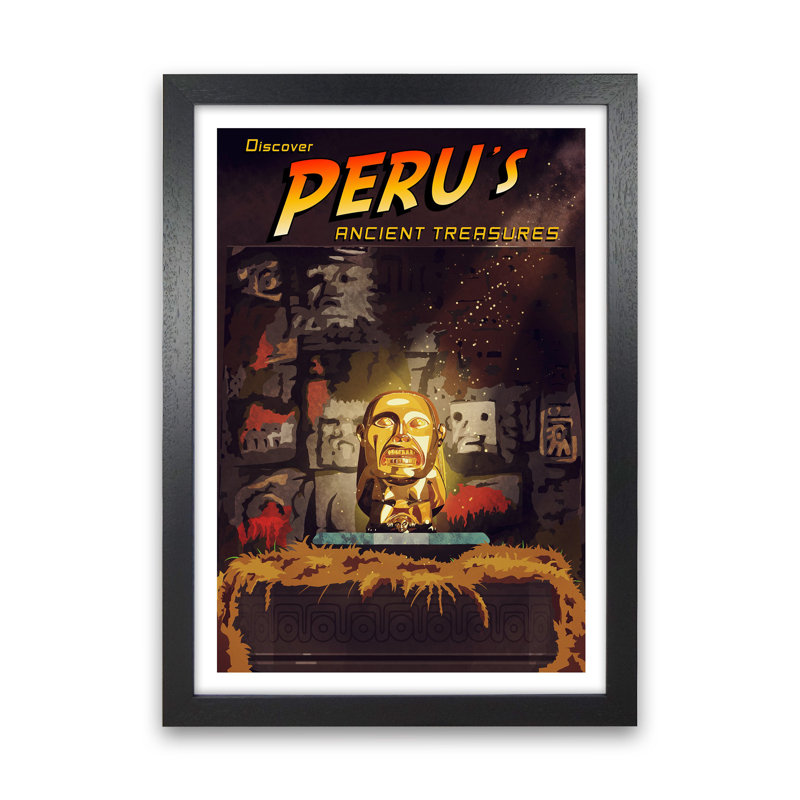 Indiana Jones by Richard O'Neill - Print, 63cm H x 46cm W x 3cm D, Black Framed