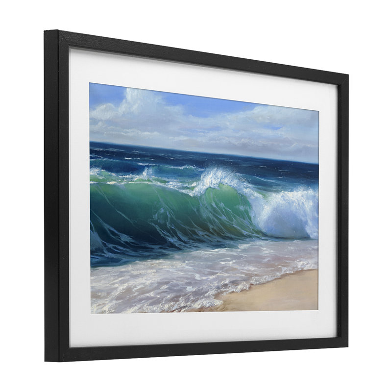 Contenu «Beach Waves Shore», reproduction sous verre encadrée, design par Dimitri Sirenko, H 17 po x l 23 po