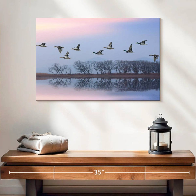 Crowle ciel rose sur les canards, H 16 po x l 24 po