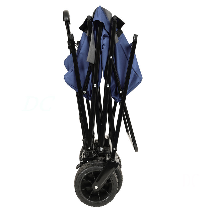 Chariot pliable de 480 lb avec auvent, poussette de chariot avec roues tout-terrain de 7 po, chariot pliable léger, grande capacité pour le camping, le magasinage, les sports et le jardin, bleu foncé avec moustiquaire