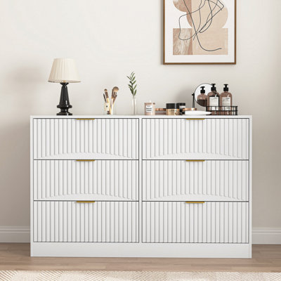 Commode 6 tiroirs en bois pour chambre à coucher, salon