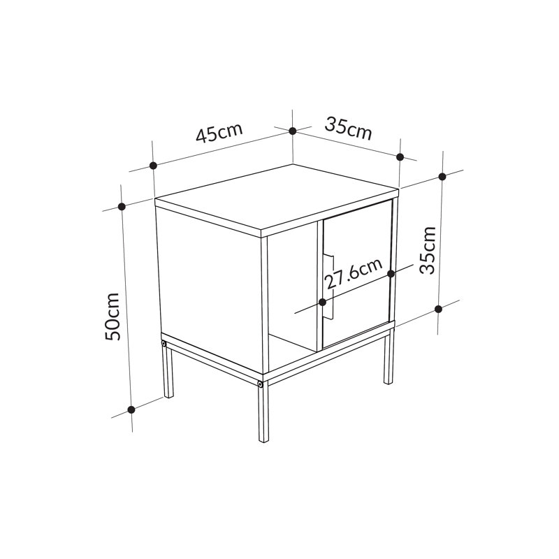 Lincolnville 45cm W Particle Board / Chipboard Bedside Table, Saphire Oak