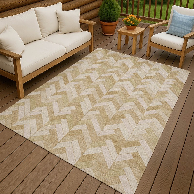 Machine Washable Indoor/Outdoor Matteson ACN2297 Geometric Rug, Rectangle 10' x 14'