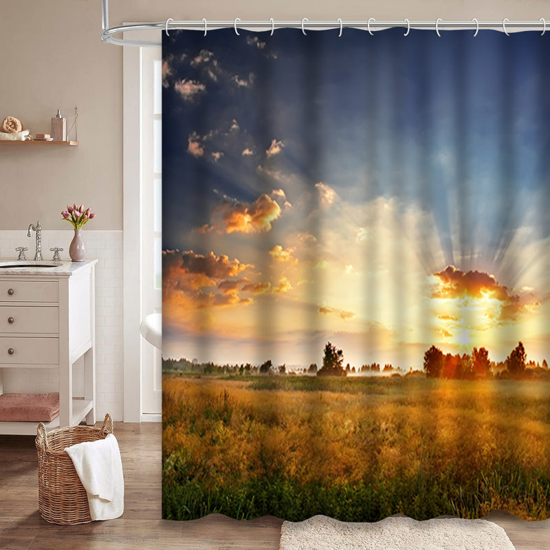 Rideau de douche avec 12 crochets Blue Sky, L 72 po x l 78 po
