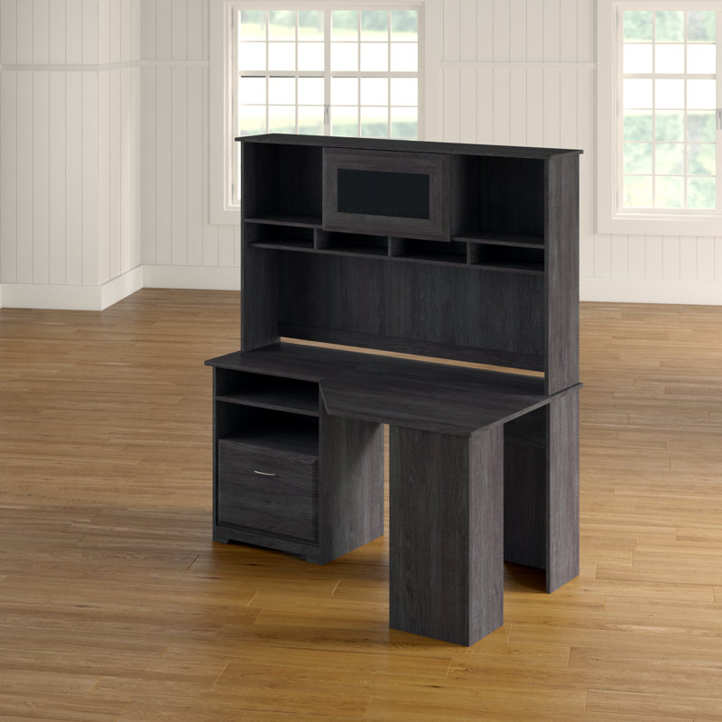 Bureau d'angle réversible avec clapier Ozro, Gris