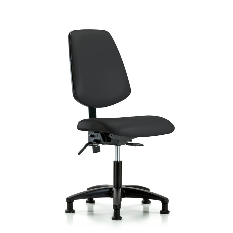 Evelin Vinyl Task Chair, Black, Glides, Not Included