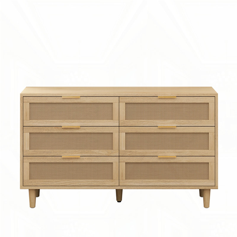 Armoire à tiroir en rotin 51,18 po, Naturel
