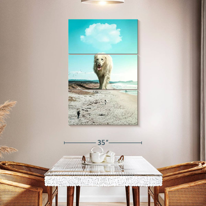 Chien qui se promène, H 50 po x l 32 po