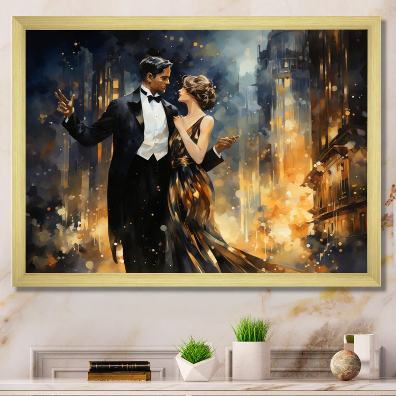 The Roaring Twenties Gilded In Paris sur impression sur toile, H 34 po x l 44 po x P 1,5 po, Encadrement doré