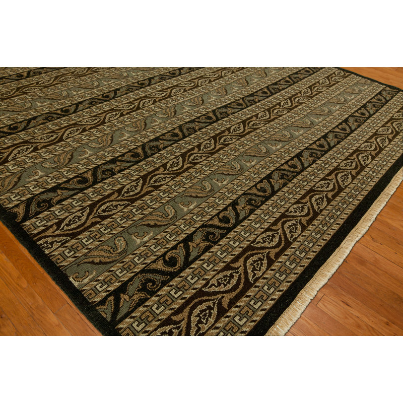 Tapis décoratif en laine brun floral Herman, Rectangle 12 pi x 15 pi