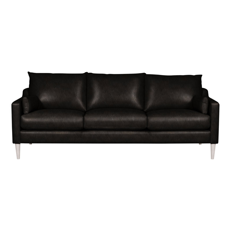 Canapé Ease, Gris colombe, Cuir véritable encre Ziggy