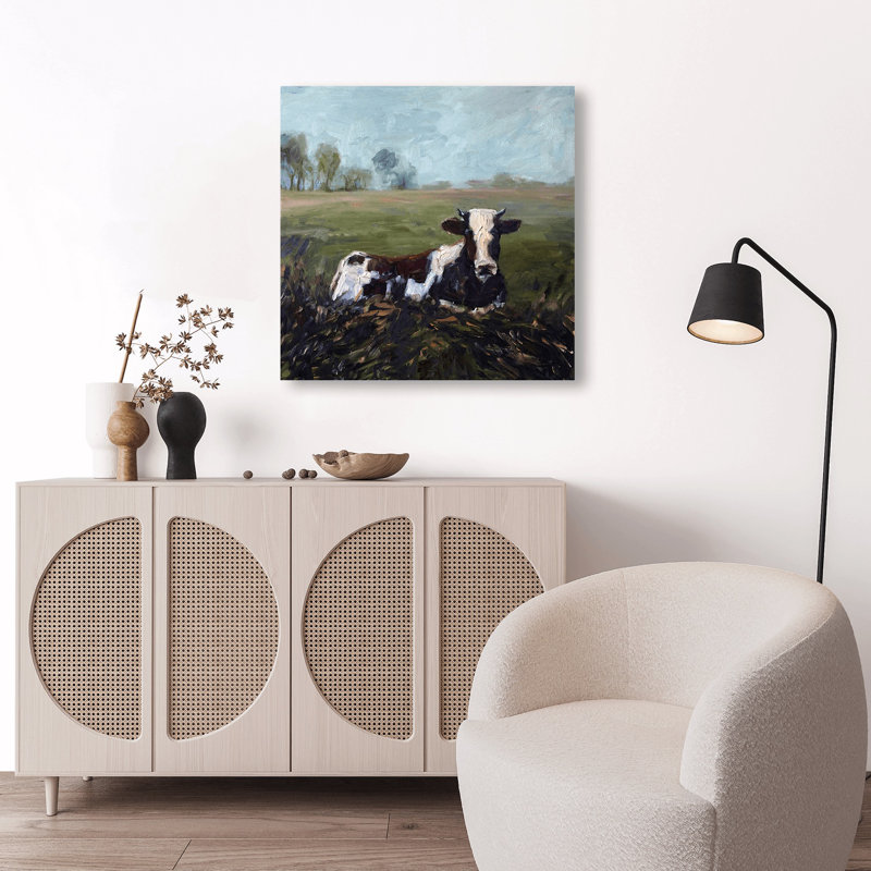 LONE COW LONE COW - Unframed Print on Canvas, 20" H x 20" W x 1" D, Unframed