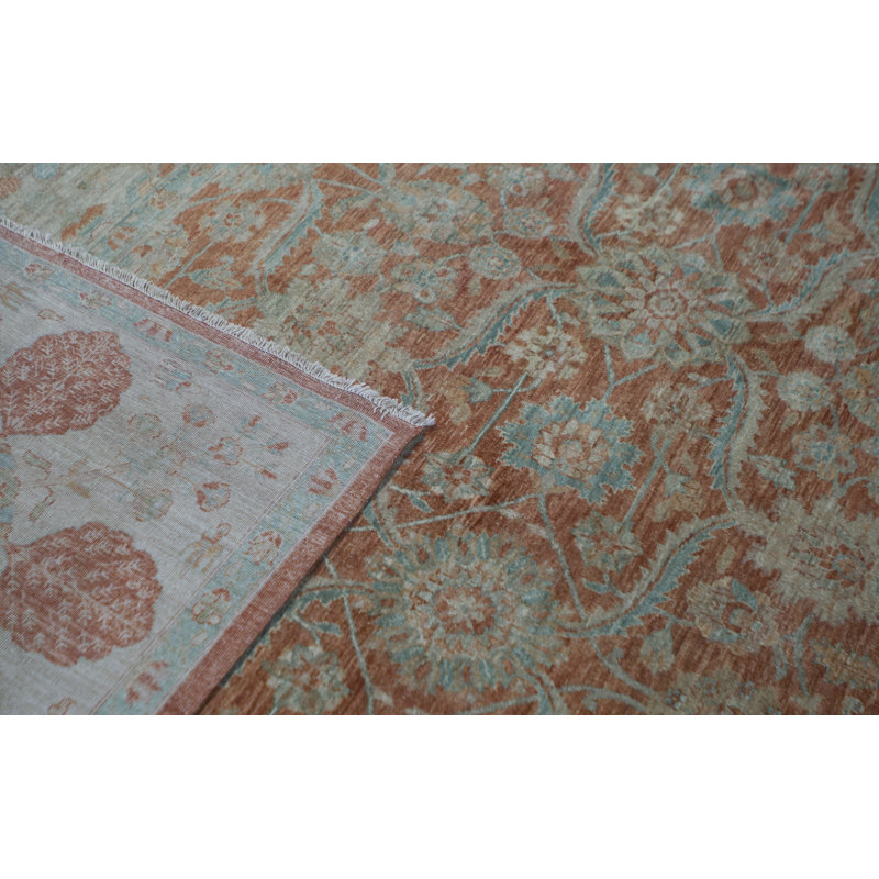 Hand-Knotted High-Quality Rust and Beige Area Rug