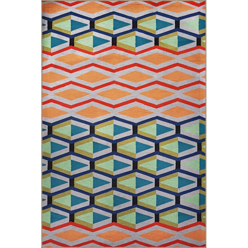 Tapis décoratif multicolore à motif géométrique, Tapis de couloir 3 pi 3 po x 9 pi 10 po